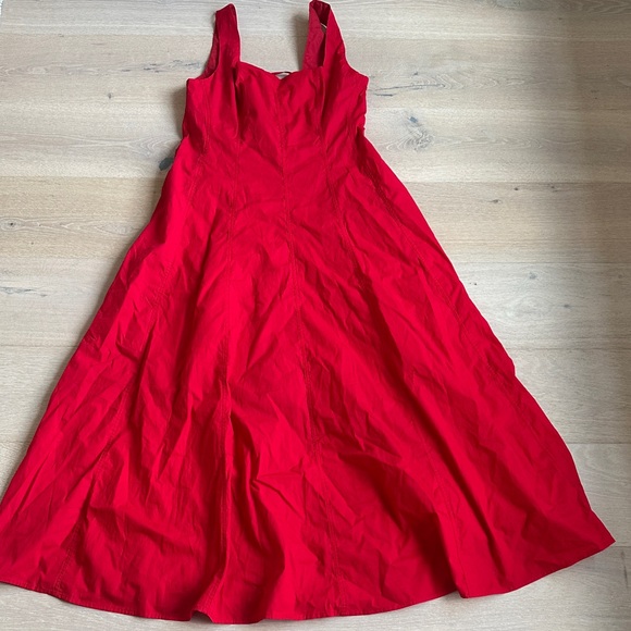 New commense Red Maxi Dress Square Neck Lace-Up Corset Back Size large - Picture 9 of 13